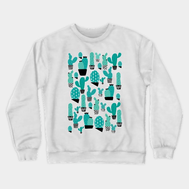 Modern Cactus Pattern Crewneck Sweatshirt by Annalaven